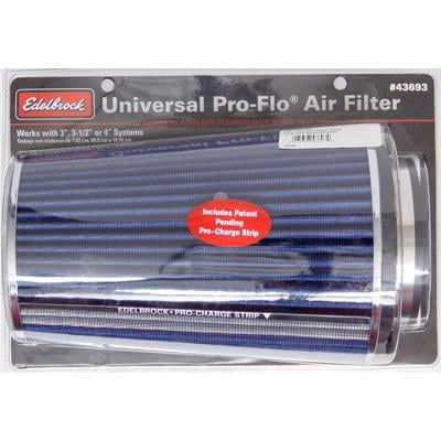 Edelbrock 43693, Pro-Flo Air Filter Cone 10.5 Tall Blue/Chrome Performance