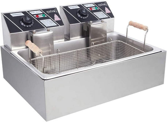 Eh83O 110V Oil Consumption 12.7Qt/12L Oil Pan Total Capacity 23.26Qt/22L Stainless Steel Large Single-Cylinder Electric Fryer 5000W Max