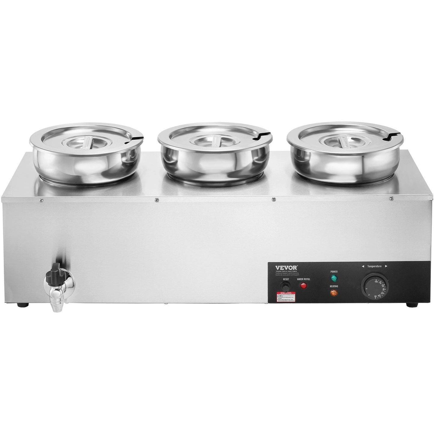 Electric Bain Marie Warmer, 3x7.4QT Stainless Steel Pots, 86-185°F Adjustable, 1200W, Anti-Dry Burn, Restaurant Soup Station