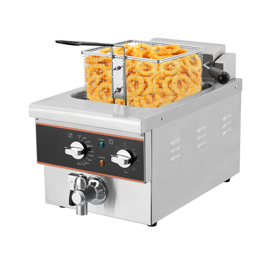 Electric Deep Fryer,Electric Fryer With Lid and Odor Filter,Adjustable Temperature,Removable Frying Basket and Easy to Clean Stainless Steel Body for Home and Commercial Use