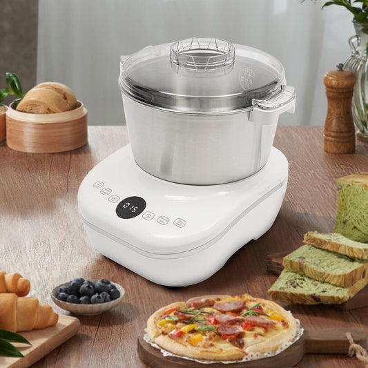 Electric Dough Maker with Ferment Function, Commercial & Home Dough Kneading Machine 5L/169oz Stainless Steel Mixer With Auto Timer & Touch Control for Bakeries, Restaurants, Home Kitchens(White)
