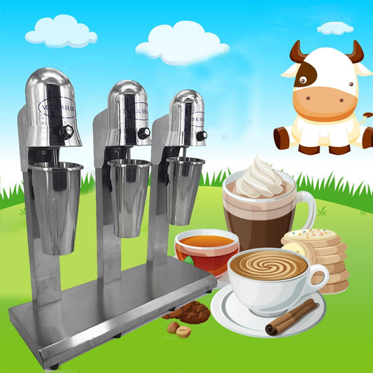 Electric Drink Mixer Heavy-Duty Household Stand Mixer with 3 Head, Commercial Restaurant-Quality Retro Milkshake Maker 540W