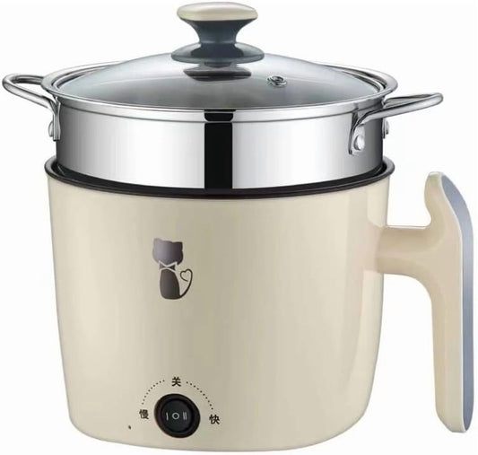Electric Multifunctional Cooker with Steamer, Suitable for Cooking Noodles, Eggs, Fish, Meat, Hot Pot, Rice, Porridge, and Soup, Non Stick & Stainless