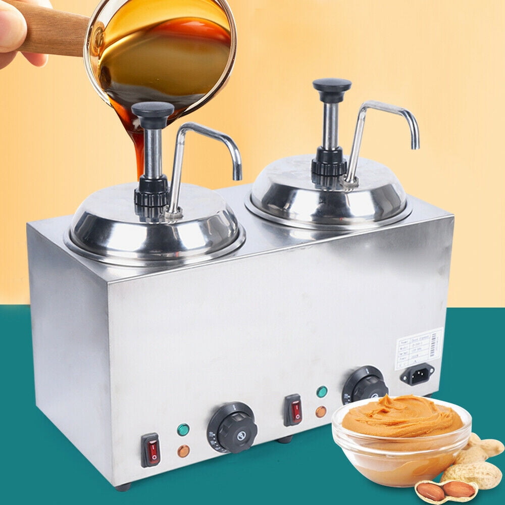 Electric Nacho Cheese Dispenser Countertop Hot Fudge Caramel Warmer w/ 2 Pump