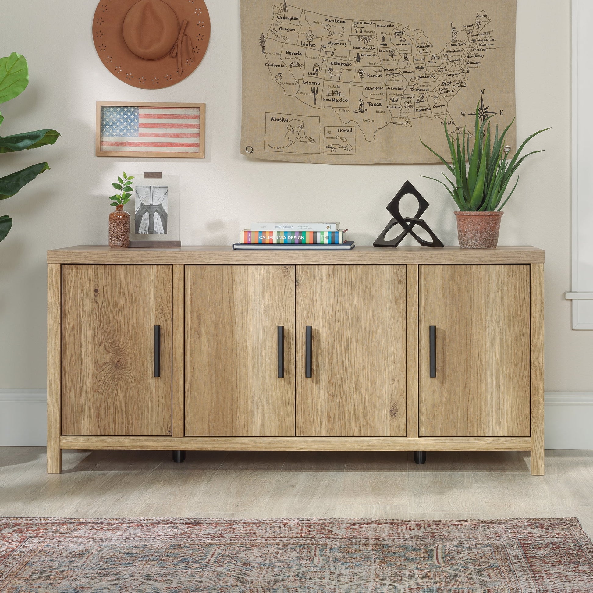 Erie Collection, by Sauder Television Stand for TV' up to 60", Timber Oak finish