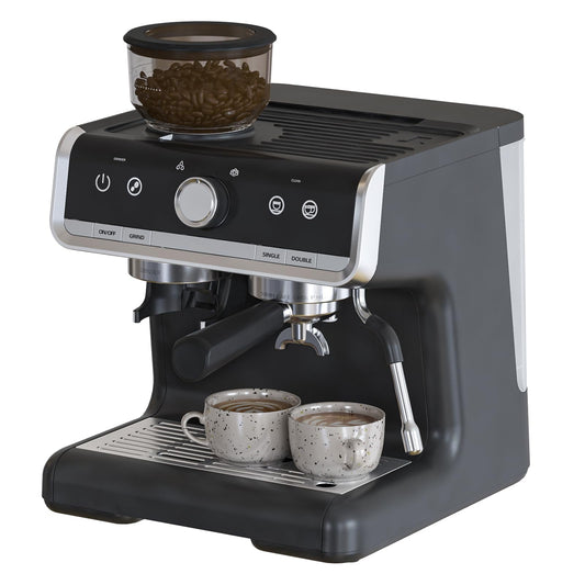 Espresso Coffee Machine with Grinder, 20 Bar Semi-Automatic Espresso Maker with Milk Frother Steamer Wand for Cappuccino, Latte, Macchiato, 2.8 L Water Tank, PID Temperature Control