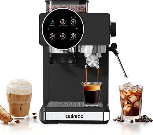 CUSIMAX Espresso Machine with Grinder, 20 Bar Professional Expresso Coffee Machines with Milk Frother Steam Wand, Espresso Maker with 60oz Removable Water Tank