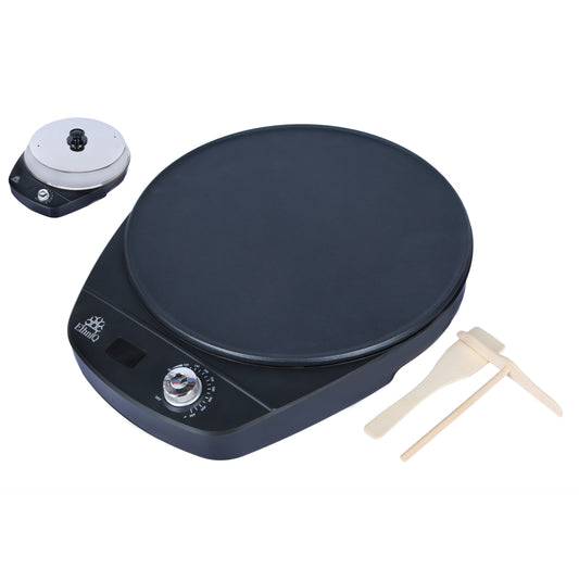 Ethniq 16" Electric Injera Maker - Griddle for Crepe, Lefse, Ethiopian Mogogo, Mitad, Pancake, Teff - Adjustable Heat Control with Digital Screen - Non-Stackable Surface - Even Heat Distribution