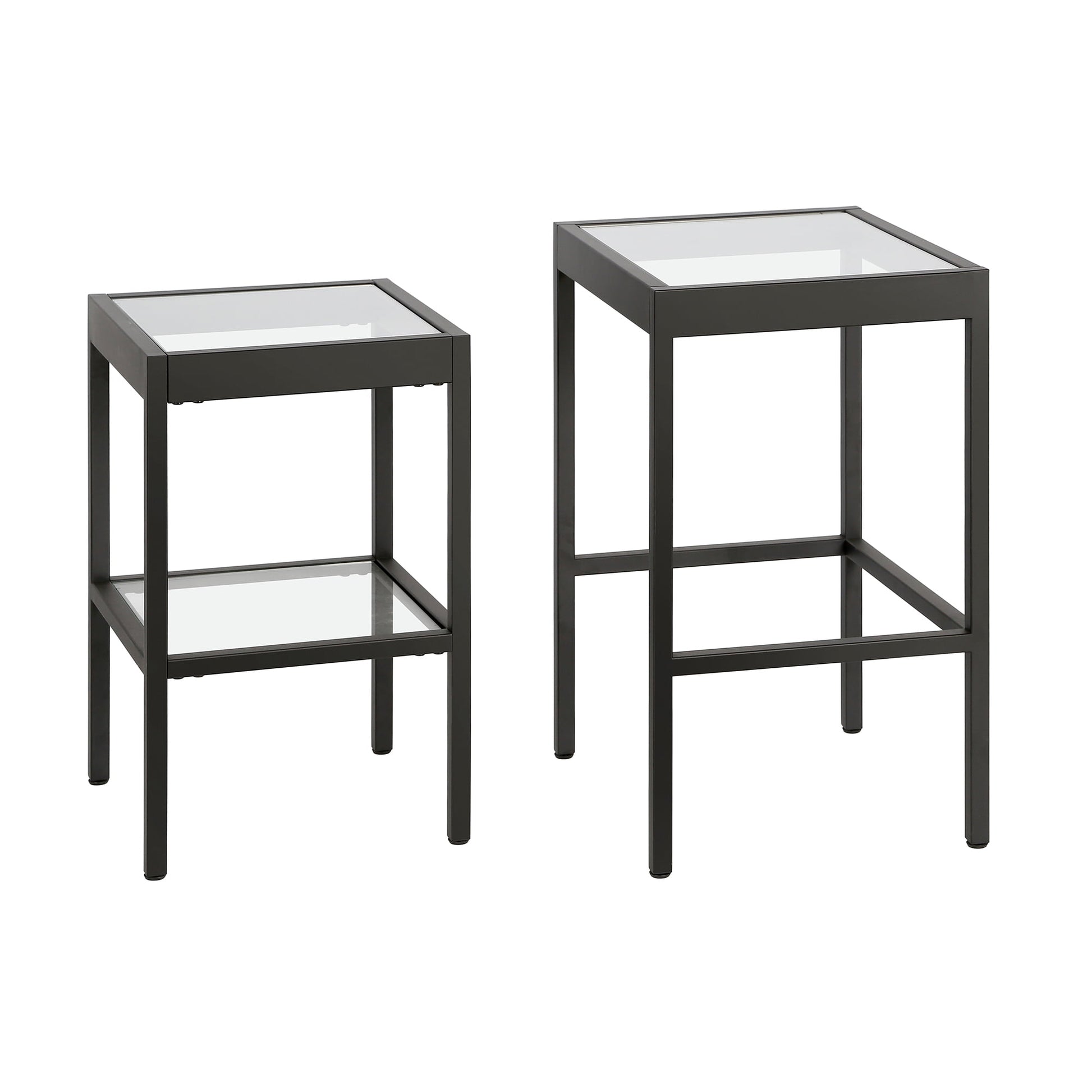 Evelyn&Zoe Alexis Rectangular & Square Nested Side Table, Blackened Bronze