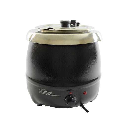 Excellante 10.5 QT stainless steel soup warmer, black color, comes in each