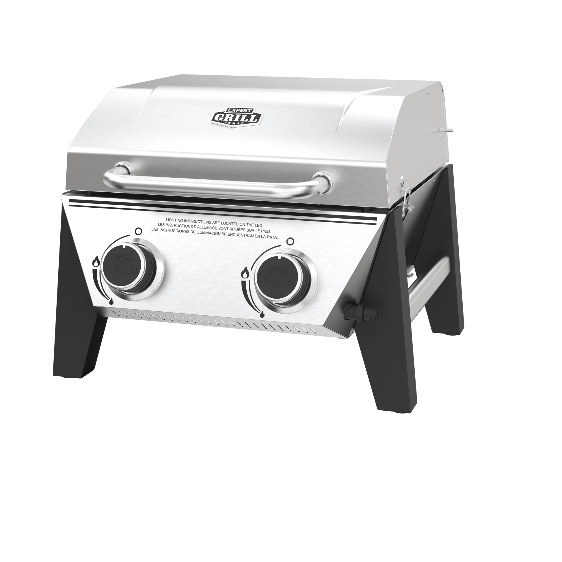 Expert Grill 2-Burner Tabletop Gas Grill, Stainless Steel, 13,000 BTUs
