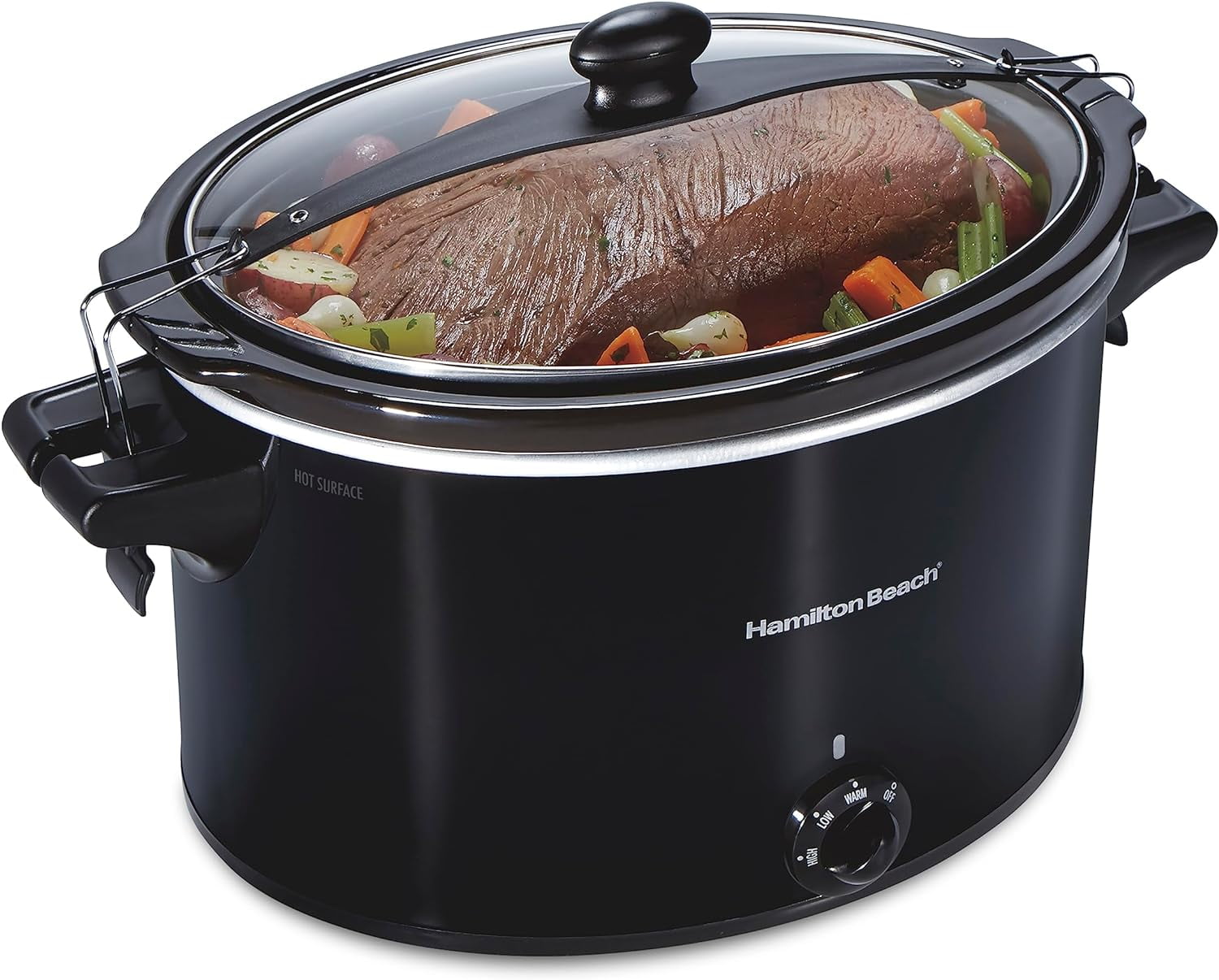 Extra Large 10 Quart, Stay or Go Portable With Lid Lock, Dishwasher Safe Crock, Black (33195)