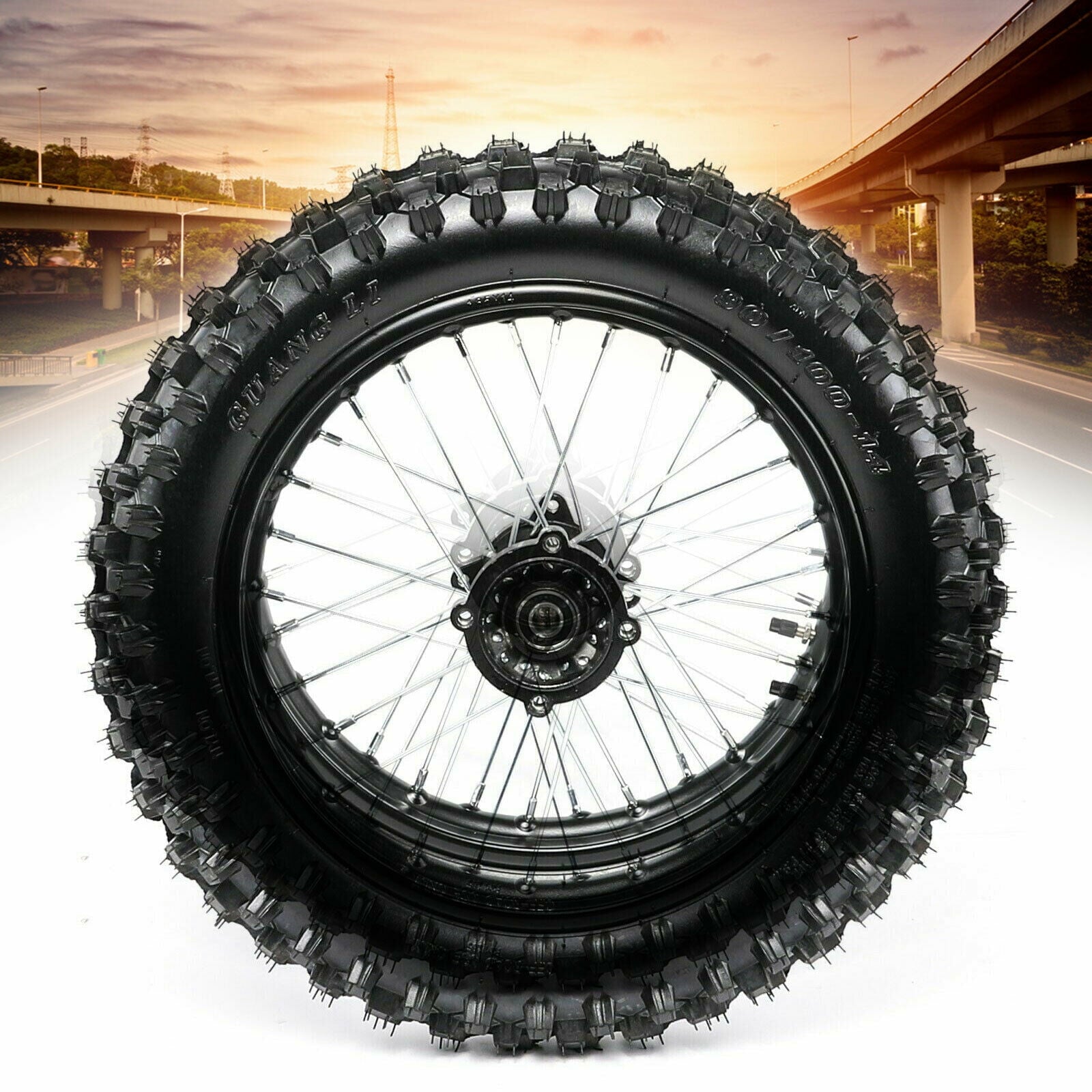 FETCOI 14" Rear Wheel Rim 90/100-14 Rear Tire Fit For Dirt Bike/Pit Bike/Monkey Bike