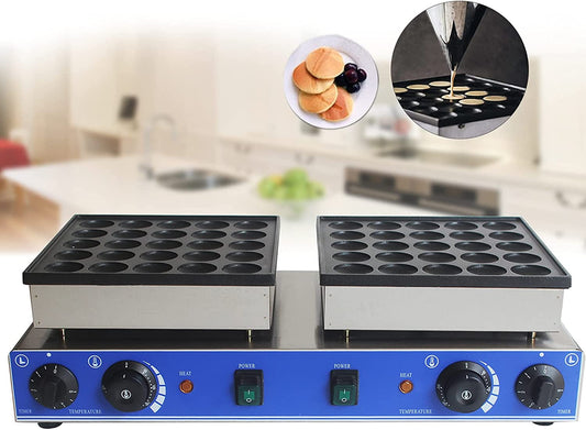 FETCOI Commercial Waffle Maker Machine 50 Holes Mini Dutch Pancakes Maker Stainless Steel Electric Waffle Machine 1600W with 2Pcs Non-stick Pan