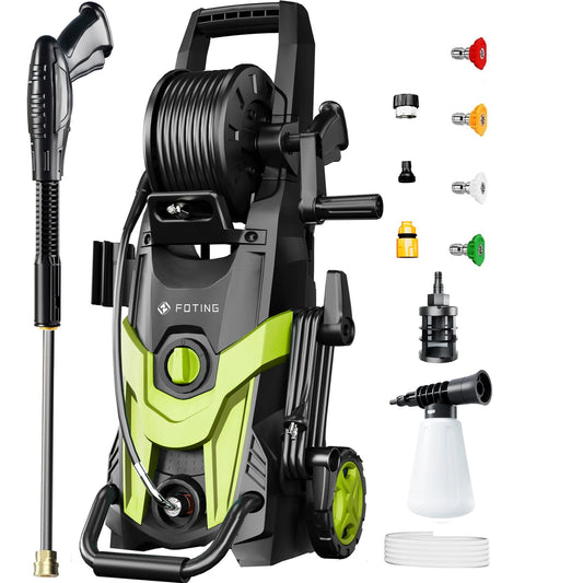 FOTING Electric Pressure Washer, 4500 PSI 3.2 GPM Power Washer with 4 Quick Connect Nozzles, High Pressure Cleaning Machine with Foam Cannon for Cars/Fences/Driveways/Patios/Home Cleaning