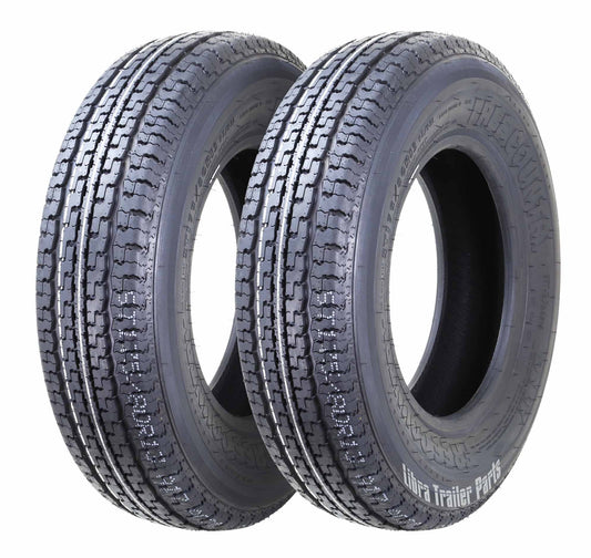 FREE COUNTRY Premium Trailer Tires ST175/80R13 Radial 6 Ply LR C w/Featured Scuff Guard, Set 2