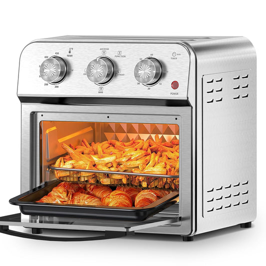 Family Size Air Fryer Toaster Oven Combo,13QT,360° Hot Air Circulation for Healthy Oil-Free Cooking, Multifunctional Convection  Contertop Oven, Adjustable Time & Temp Control, Stainless Steel