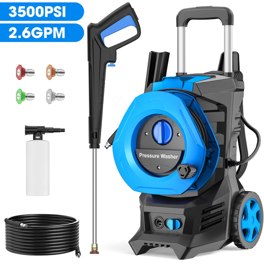 Fenbeli Electric Pressure Power Washer - 3500 PSI MAX 110V 2.6 GPM for Cars, Blue