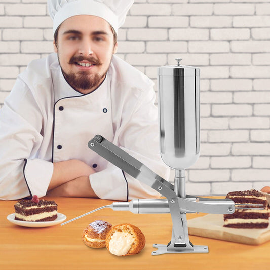 Fichiouy 5.28 Quarts Capacity Manual Churros Filler Doughnut Baking Machine Stainless Steel Vertical Commercial Spanish Churro Maker