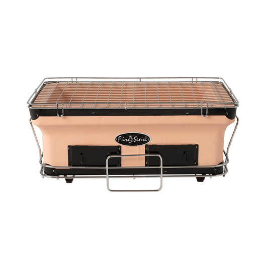 Fire Sense Yakatori Internal Grates Charcoal Cooking Grill Japanese Table Adjustable Ventilation-Tan