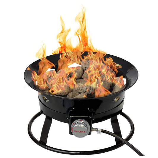 Flame King Smokeless Propane Fire Pit, Portable Fire Pit Steel Stove 58k Btu, Self Igniter, 19”