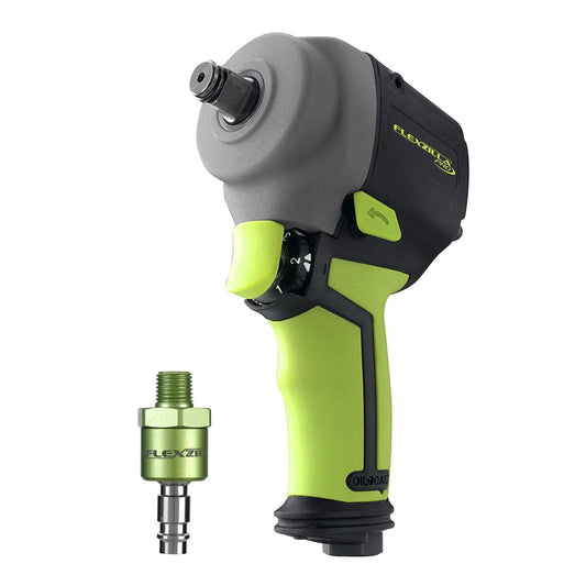 Flexzilla® Pro Mini Impact Wrench, 1/2" Drive, with Flexzilla Pro High Flow Ball Swivel Plug, ZillaGreen™