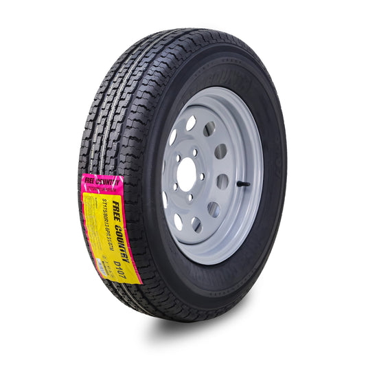 Free Country Trailer Tire Wheel Assembly ST175/80R13 6-Ply C 91M 5 Lug on 4.5" PCDSilver Mod Rim