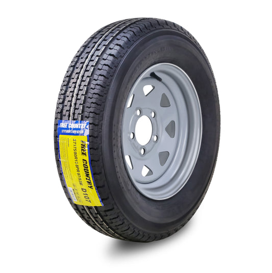 Free Country Trailer Tire Wheel Assembly ST175/80R13 8-Ply D 97M 5 Lug on 4.5" PCD Silver Spoke Rim