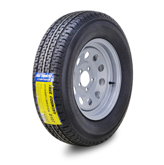 Free Country Trailer Tire Wheel Assembly ST175/80R13 8-Ply D 97M 5 Lug on 4.5" PCD Silver Mod Rim