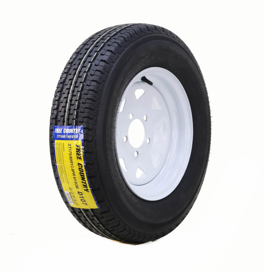 Free Country Trailer Tire Wheel Assembly ST175/80R13 8-Ply D 97M 5 Lug on 4.5" PCD White Spoke Rim