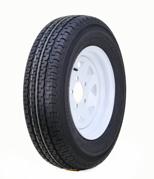 Free Country Trailer Tire Wheel Assembly ST185/80R13 6-Ply C 94M 5 Lug on 4.5" PCD White Spoke Rim