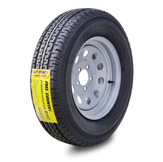Free Country Trailer Tire Wheel Assembly ST185/80R13 8-Ply D 98M 5 Lug on 4.5" PCD Silver Mod Rim
