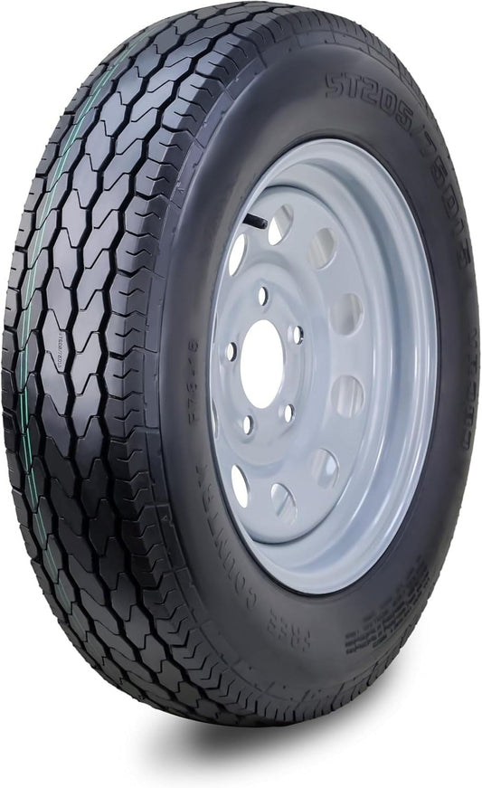 Free Country Trailer Tire Wheel Assembly ST205/75D15 6-Ply C 101L 5 Lug on 5" PCD Silver Mod Rim