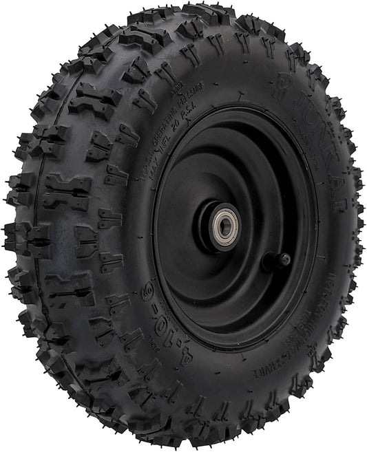 Front 4.10-6 Tire and Wheel Rim and 12mm Bearings 6" Go Kart Wheel 4.10x6 410-6 Tubeless Tire for ATV Quad Mini Bike Scooter Lawn Tractor Mower 4 Wheelers Drift Trike Snow Blower Wheelbarrow