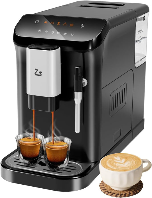 Fully Automatic Espresso Machine,20 Bar Espresso & Coffee Machine,Milk Frother,Adjustable Espresso Bean Grinder,Touch Screen Control,1.5L Water Tank,Coffee Machine for Home Office