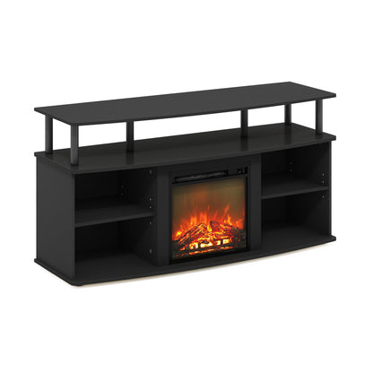 Furinno Jensen Open Shelving Storage Fireplace Entertainment Center for TV up to 55 Inch, Americano/Black