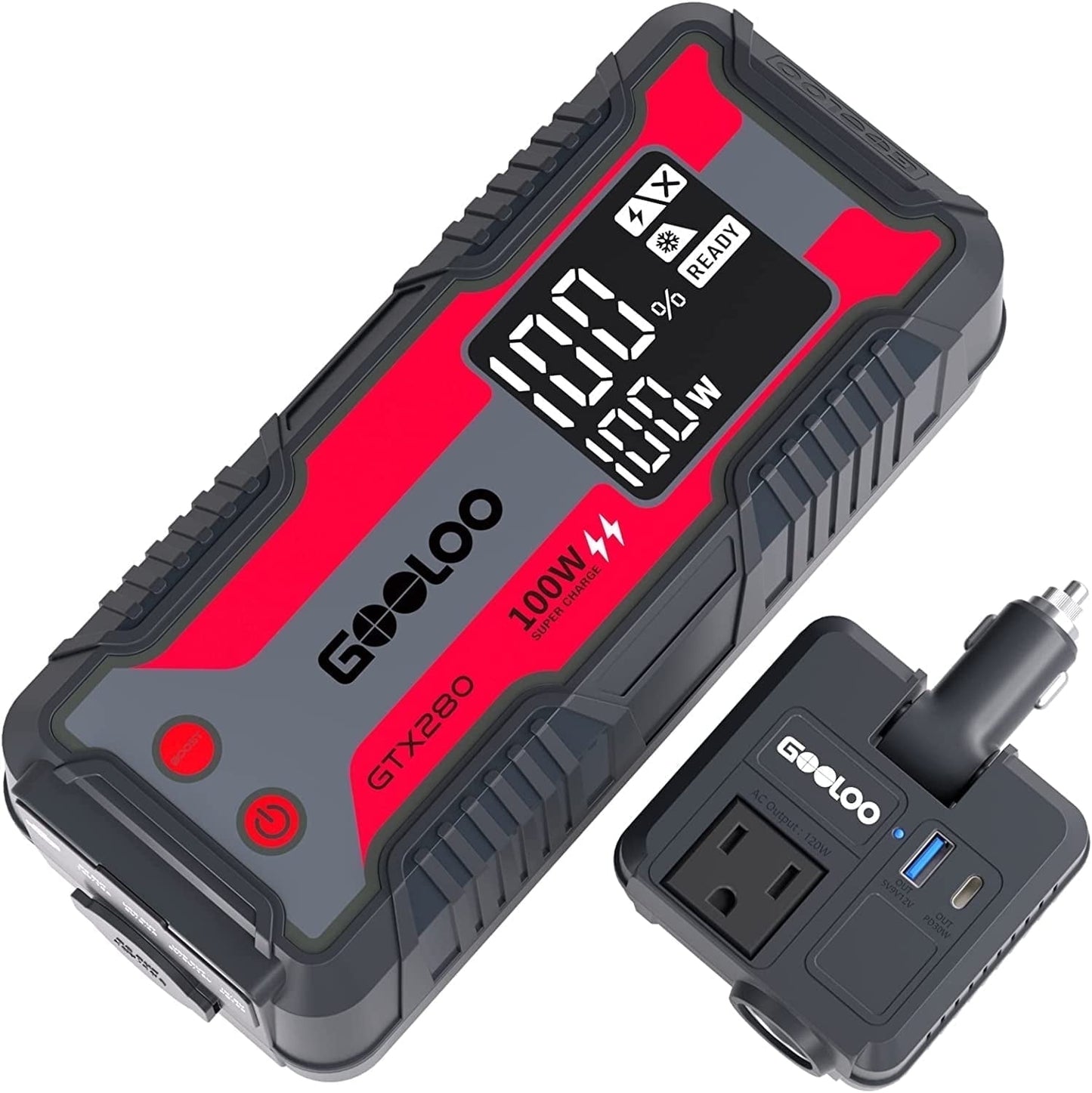 GOOLOO 280Wh Ultra-Compact Portable Power Station,IP65 Waterproof, 100W Fast Charging, 8-Device Charging, 4.65 lbs Lightweight, Perfect for Camping, Road Trips & Home Emergencies