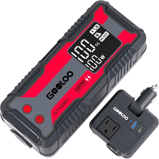 GOOLOO 280Wh Ultra-Compact Portable Power Station,IP65 Waterproof, 100W Fast Charging, 8-Device Charging, 4.65 lbs Lightweight, Perfect for Camping, Road Trips & Home Emergencies