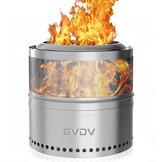 GVDV 20" Fire Pit for Camping Smokeless, Collapsible Stainless Steel Heater with Bag