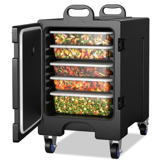 GVN Food Burner, Countertop Food Warmer Burner,81 Quart Capacity End-loading Insulated Food Pan Carrier with Wheels