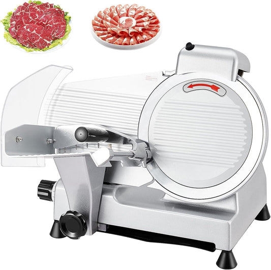Garvee Commercial 10" Electric Meat Slicer Blade 240W Deli Food Cheese Cutter Semi-Auto