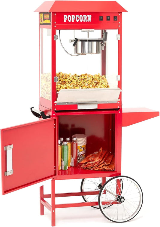 Garvee 64 Cup Commercial Electric Popcorn Popper Cart, 3-Switch Control, Red