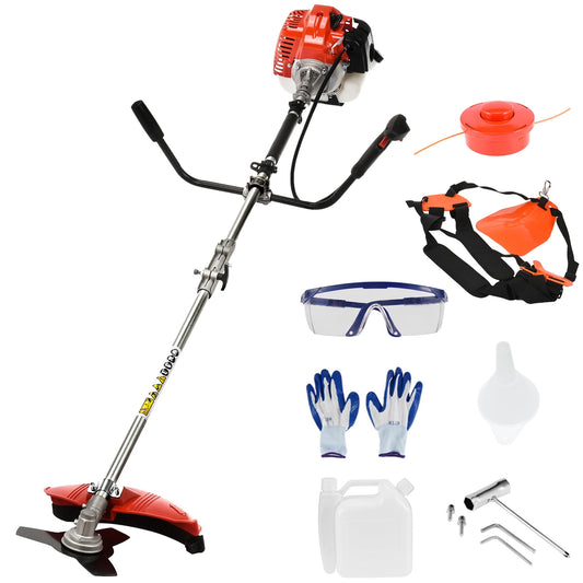 Gas Weed Eater 52cc, High Power 2.2KW Gas Weed Wacker with Multi-Function Attachments for Trimming, Brush Cutting & Grass Weeding, Includes Extension Rod & Safety Gear