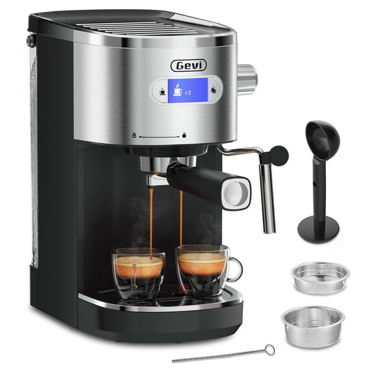 Gevi 20 Bar Espresso Machine – Semi-Automatic Coffee Maker with Milk Frother, 1.2L Removable Tank, Perfect for Cappuccino, Latte