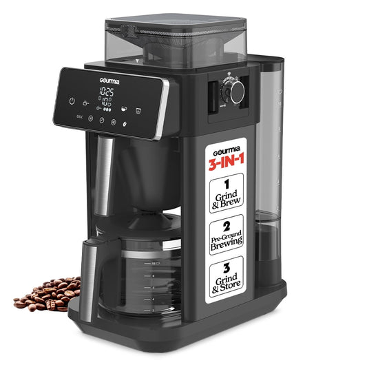 Gourmia 10-Cup Grind & Brew Coffee Maker – Built-in Grinder, Programmable Digital Display