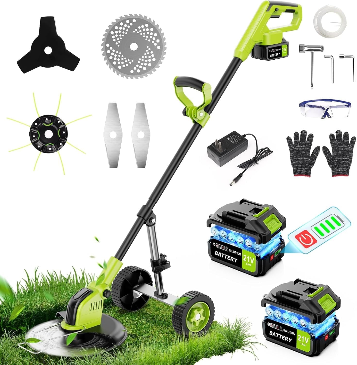Grass Trimmer Cordless Electric String Trimmer & Edger, Tanbaby 3 in 1 Weed Wacker Kit with 3.0Ah Battery & Charger