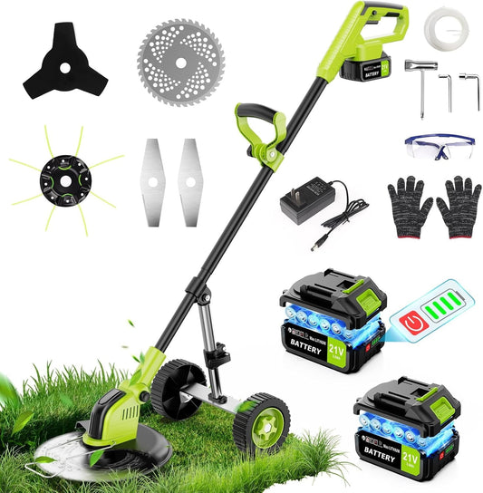 Grass Trimmer Cordless Electric String Trimmer & Edger, Tanbaby 3 in 1 Weed Wacker Kit with 3.0Ah Battery & Charger