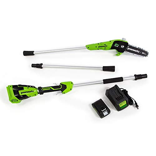 Greenworks 24V 8" Cordless Pole Saw with 2Ah Battery and Charger 1402102