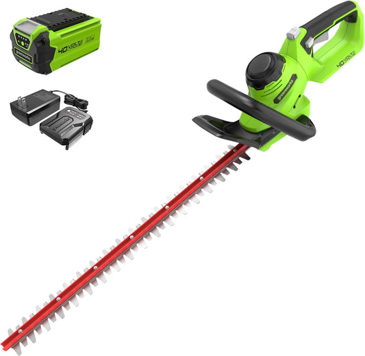 Greenworks 40V 24 inch Hedge Trimmer (1" Cutting Capacity), 2Ah USB Battery and Charger Included HT40B212