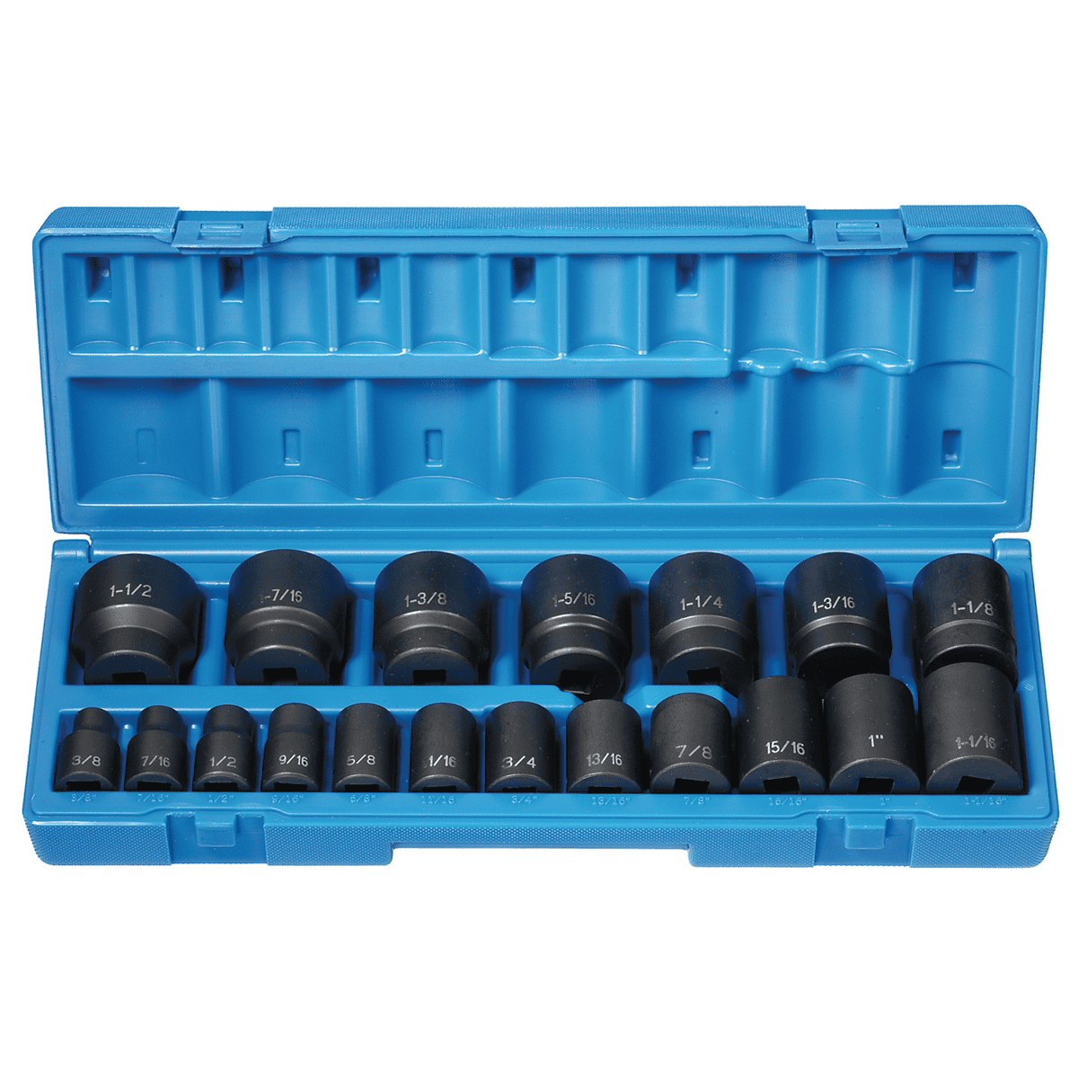 Grey Pneumatic 1719 1/2" Dr. 19 Pc. Standard Length Fract.Set - 12 Point